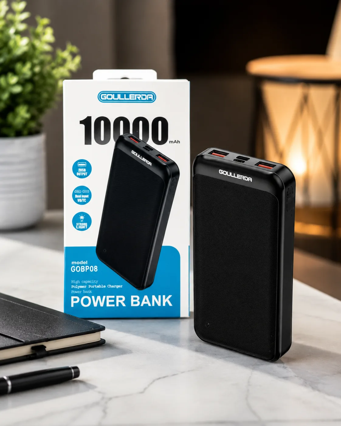 GOULLERDA GOBP08 10000mAh Dual USB Portable Power Bank