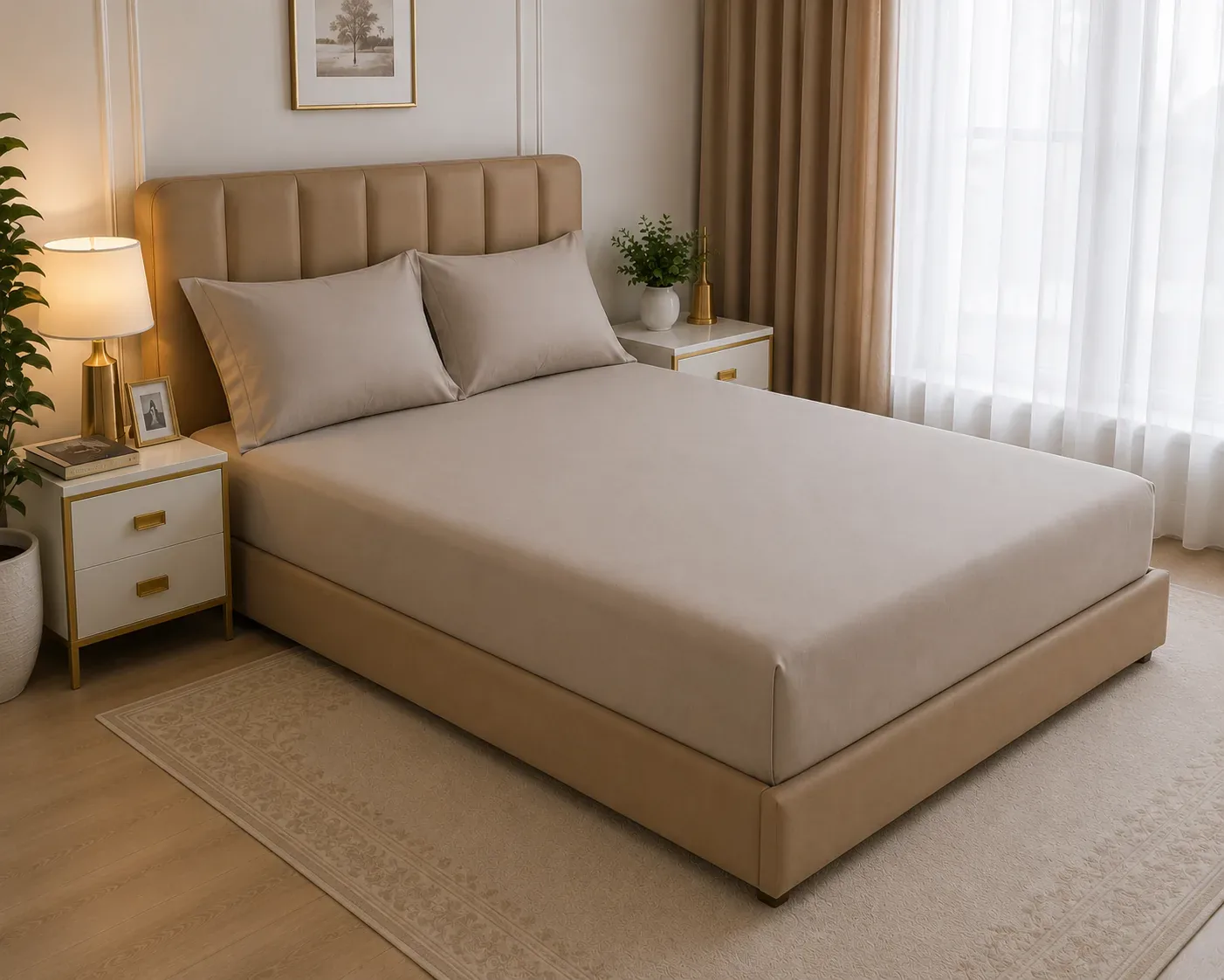 Elegant Plain Bedsheet Set – 160cm x 140cm