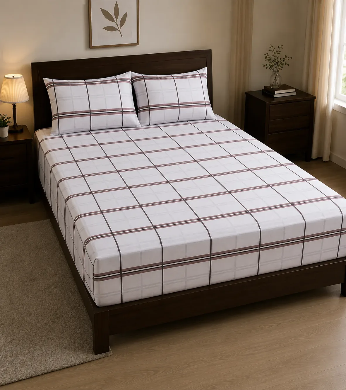 Luxury Cotton 2 Plaid Bedsheet Set 180cm × 2M