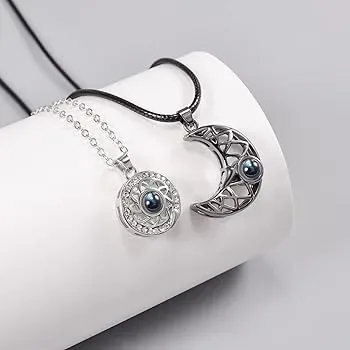 Moon & Sun Couple Magnetic Pendant Necklace Set