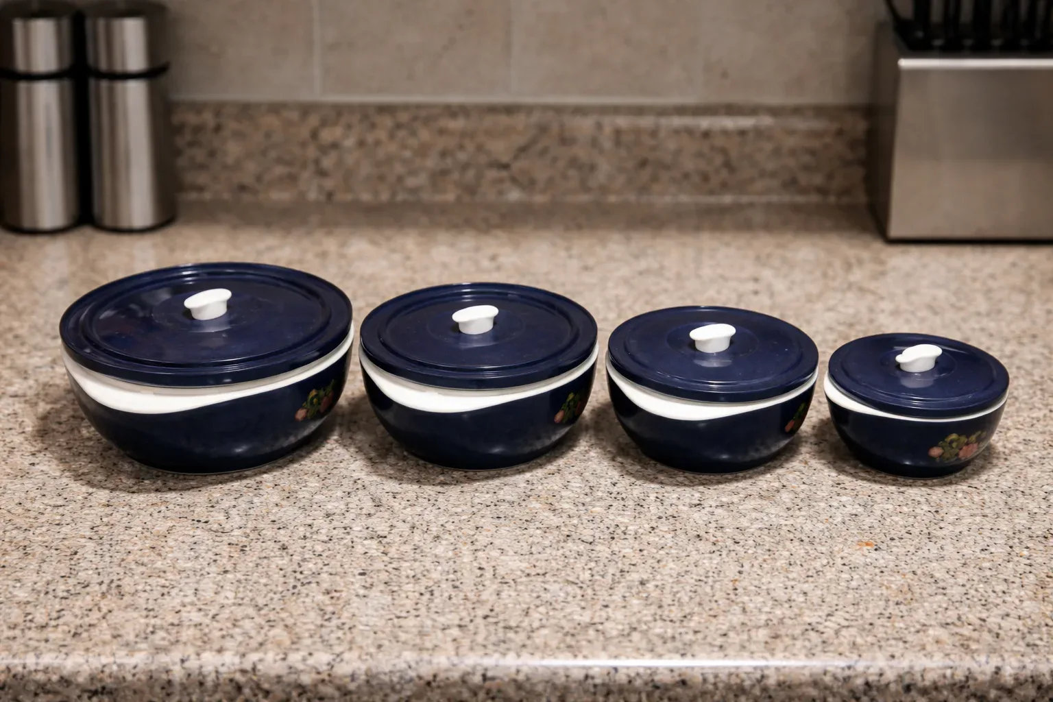 Stackable Airtight Food Storage Bowl Set (5-Piece, Blue)