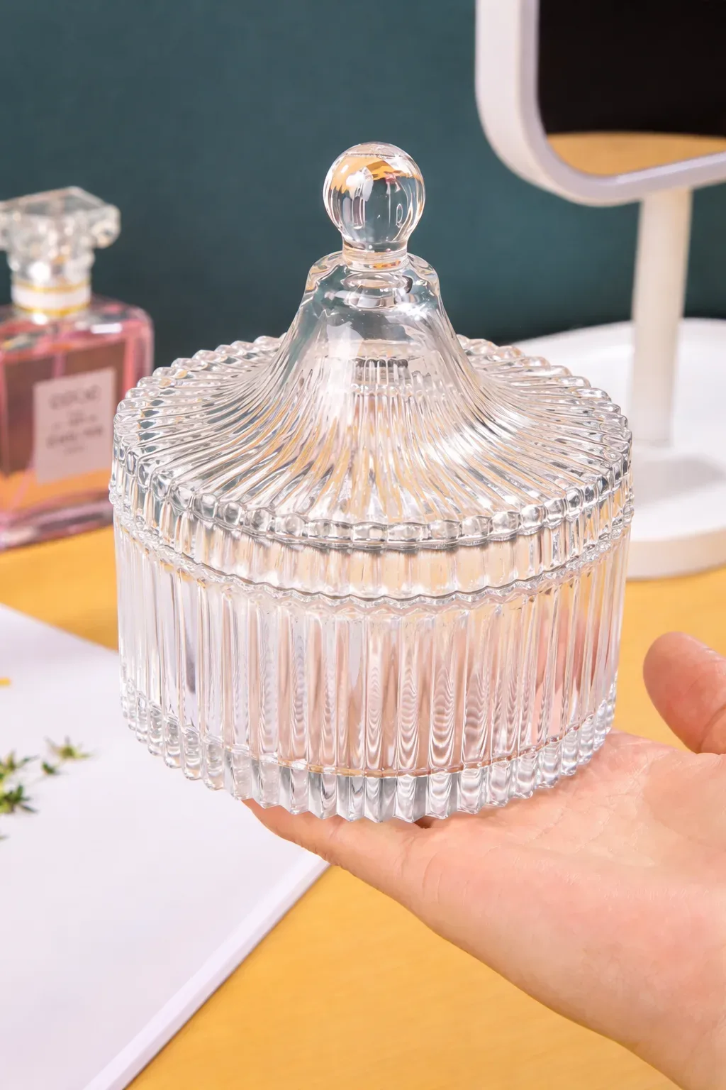 Elegant Glass Candy Jar with Lid (Refined Series TG033)