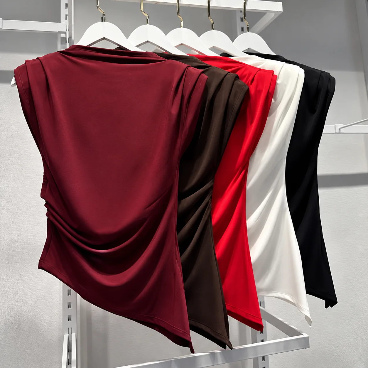Women’s Elegant Draped Asymmetrical Sleeveless Top