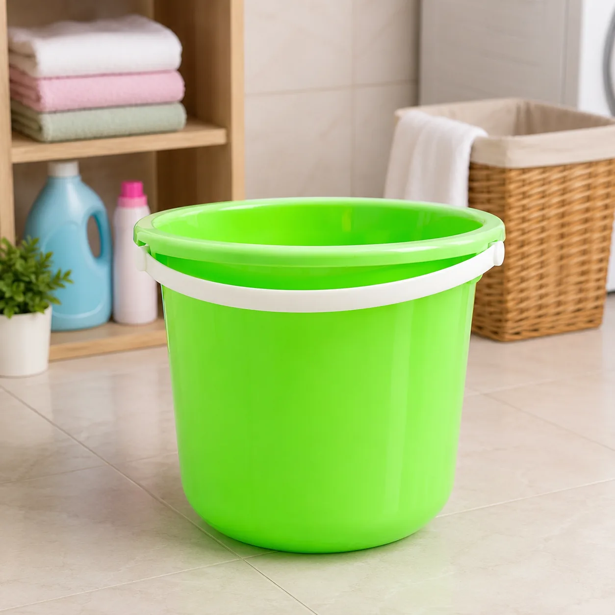 20L Multi-Purpose Plastic Water Bucket with Comfortable Carry Handle (Green)