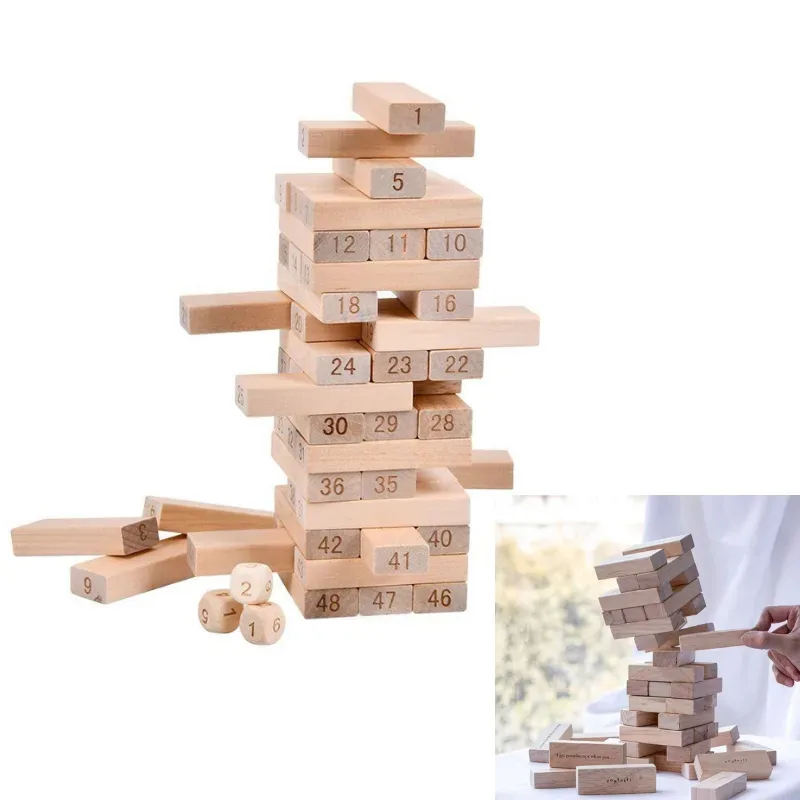Wooden Stacking Tower Game (Wiss Toy 48 Pieces)