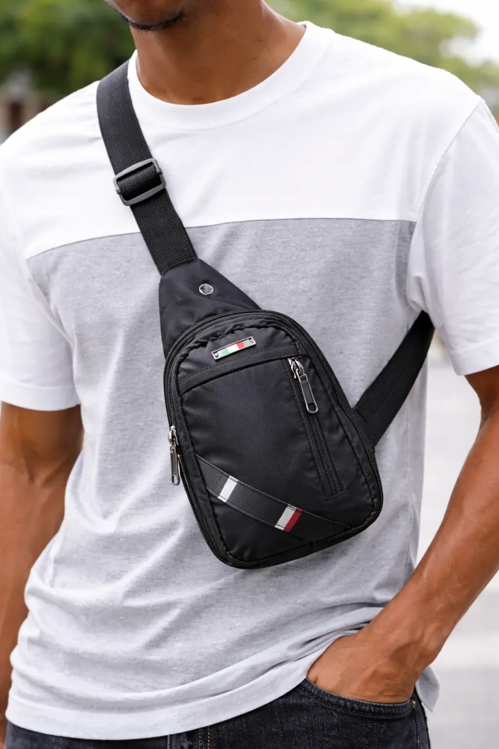 Compact Crossbody Sling Bag – Multi-Pocket Travel Chest Bag