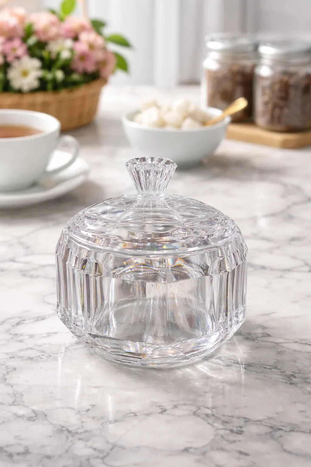 Crystal Sugar Bowl with Lid