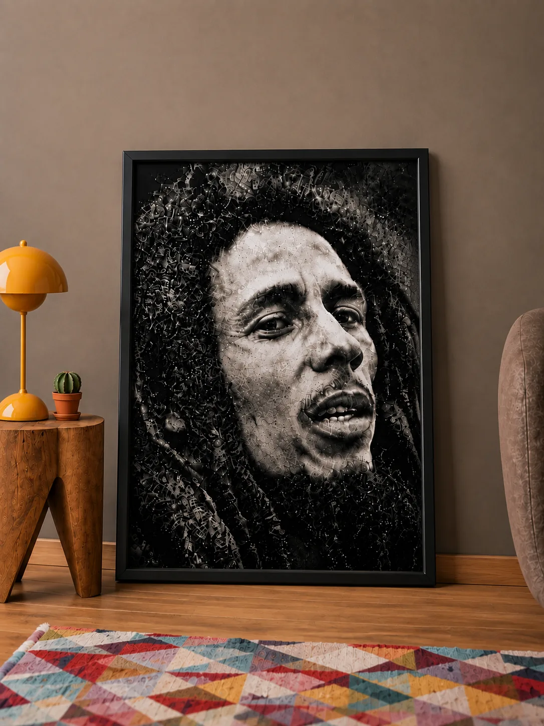 Bob Marley Black & White Framed Portrait Wall Art  A2 & A3