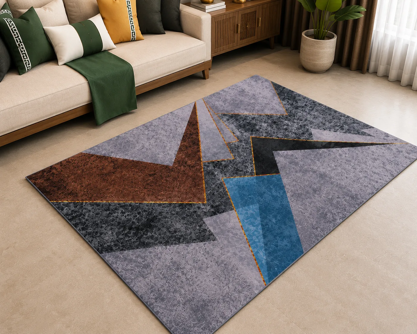 Modern Geometric Luxury Living Room Area Rug
