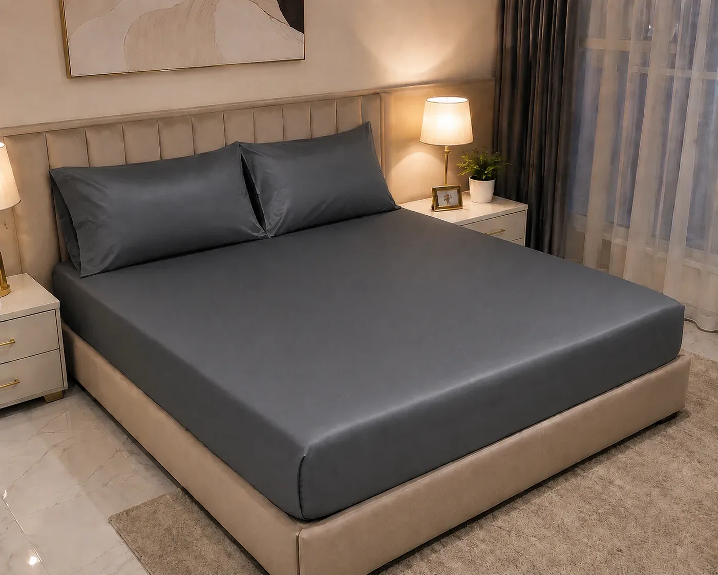 Luxury Solid Color Fitted Bedsheet Set