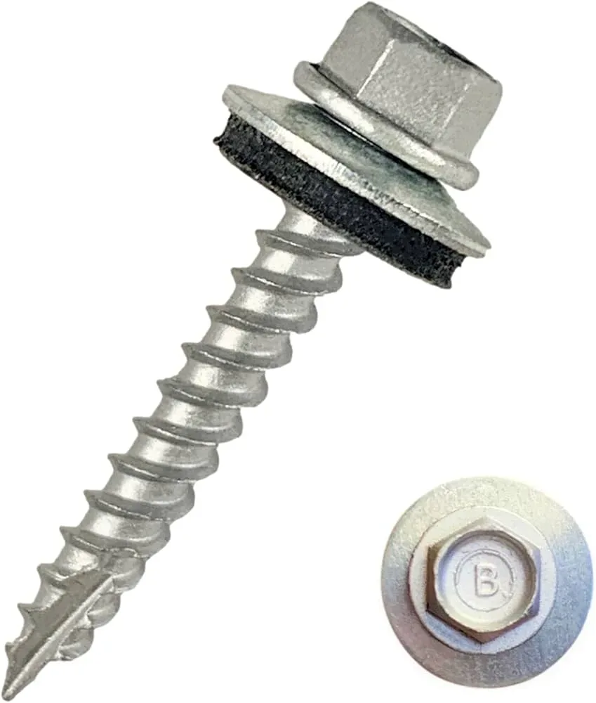 Galvanized Self-Tapping Roofing Screws with Washer Head (Bulk Box)