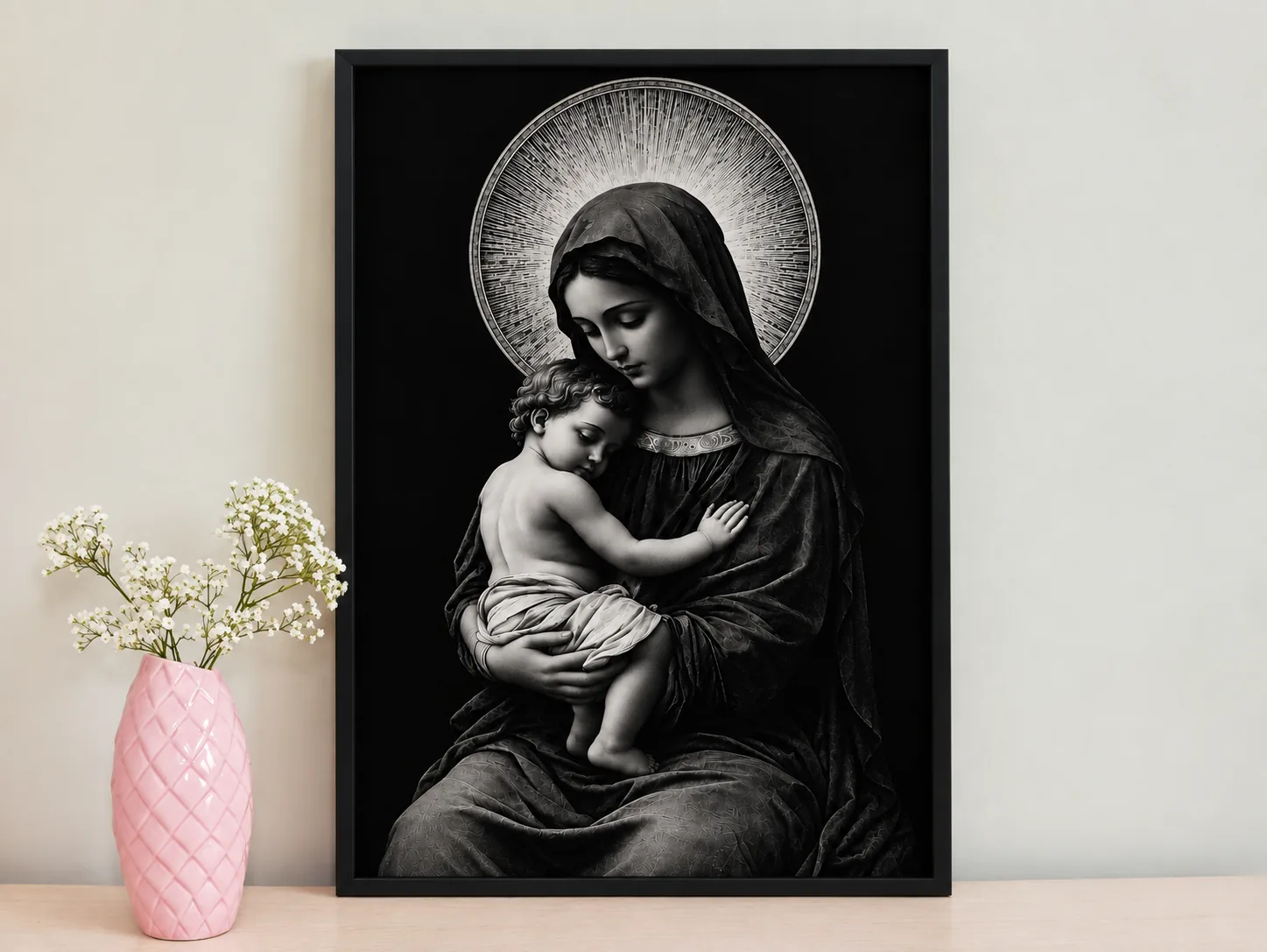 Virgin Mary & Infant Jesus Religious Wall Art – A2 & A3 Sizes
