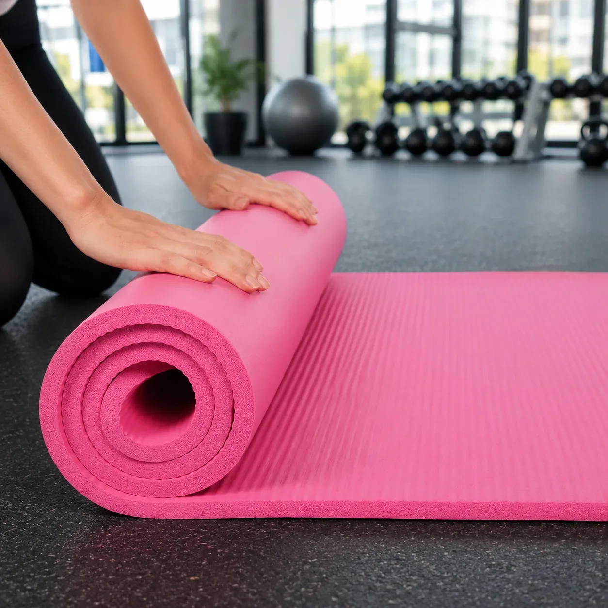 Premium Fitness & Yoga Exercise Mat – 183×61 cm (Blue, Pink & Black)