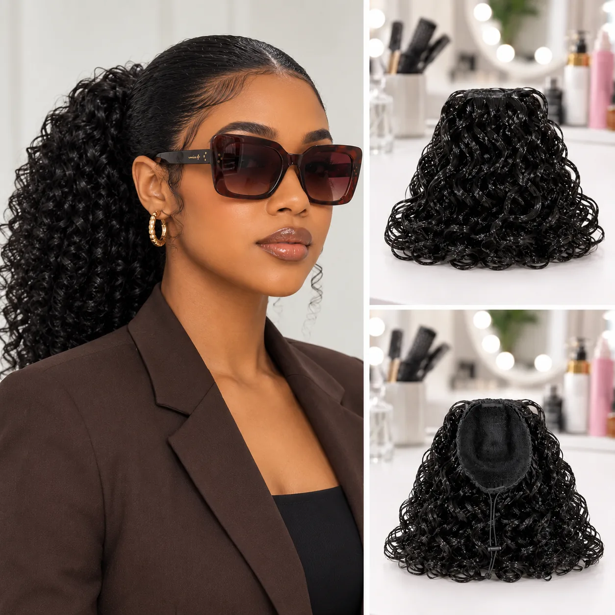 IVY Premium Short Curly Synthetic Hair Extension – Natural Black