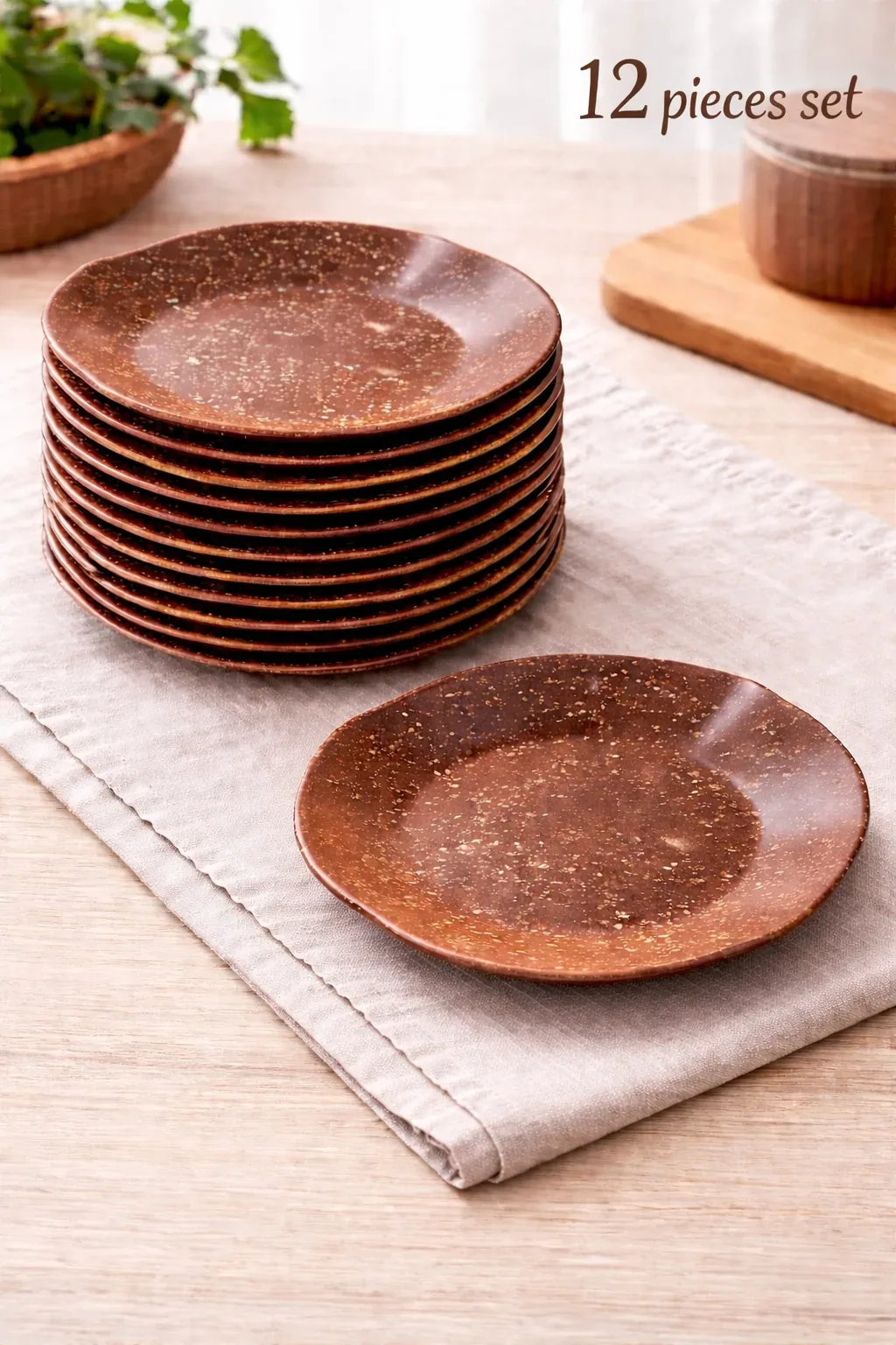 Rustic Speckled Ceramic Serving Plates – 12 Pieces Set