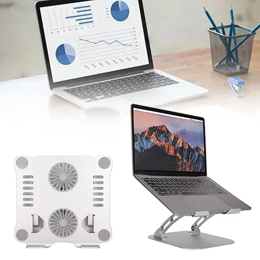 Adjustable Laptop Stand Dual Fan Radiator Aluminum Alloy for for All Laptops Gray