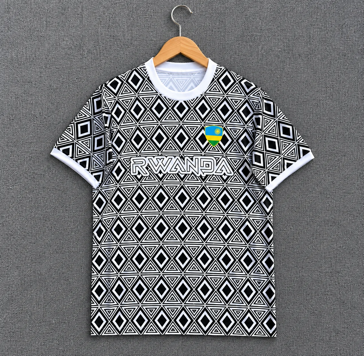 Rwanda Geometric Print Jersey – Black & White