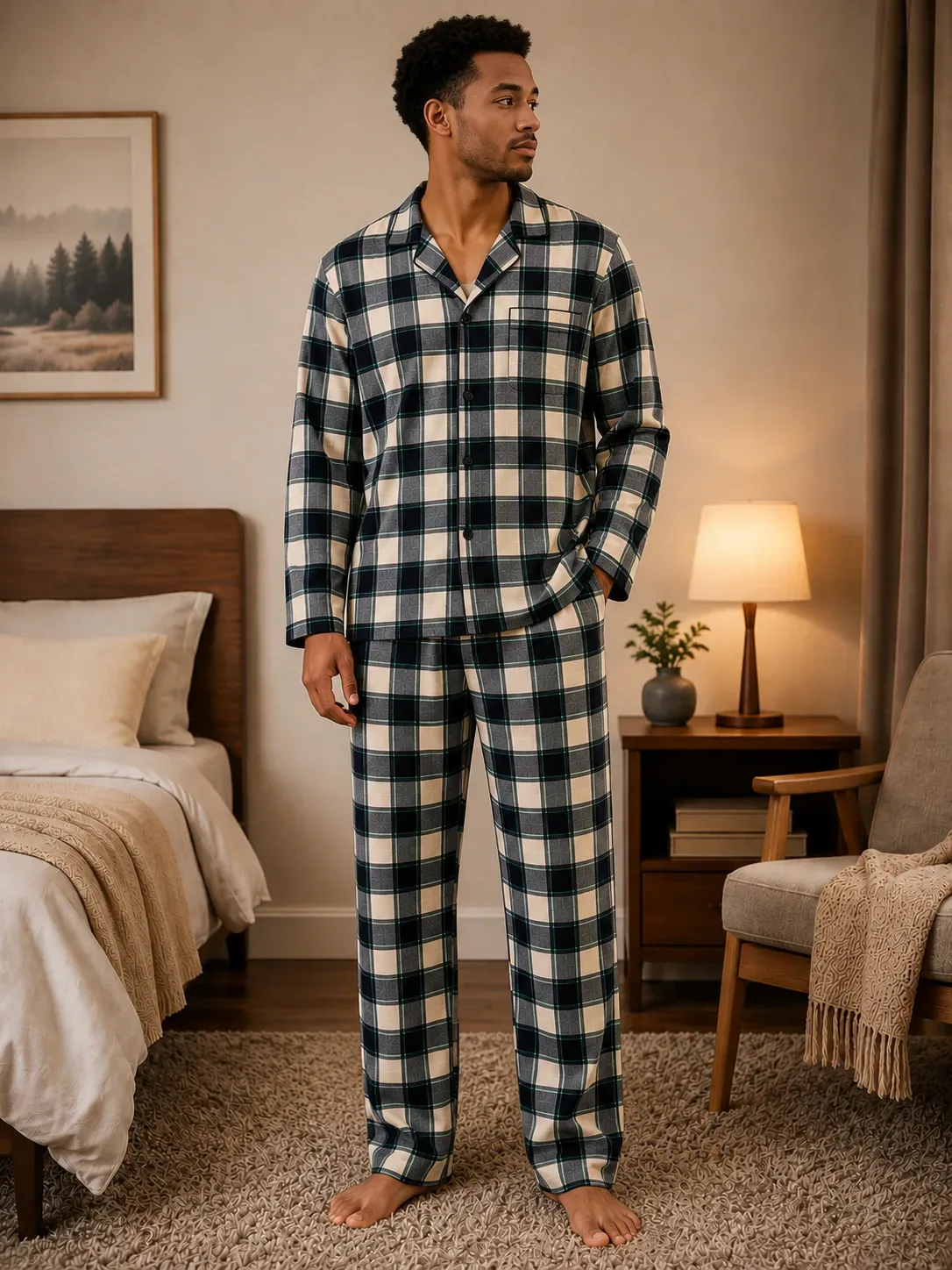 Classic Checkered Pajama Set – Available in All Sizes