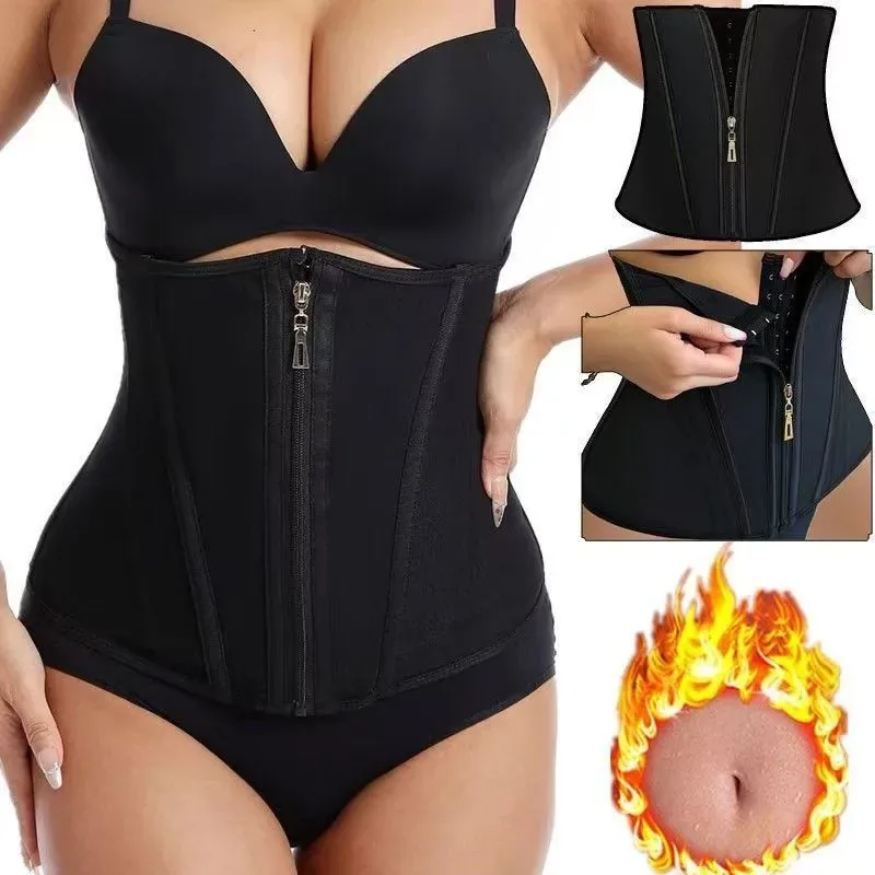 Women Waist Trainer Corset with Zipper & Hooks