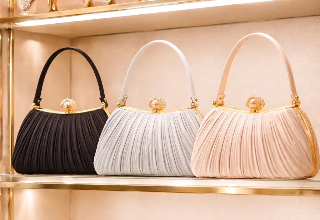 Elegant Pleated Pearl Clasp Handbag