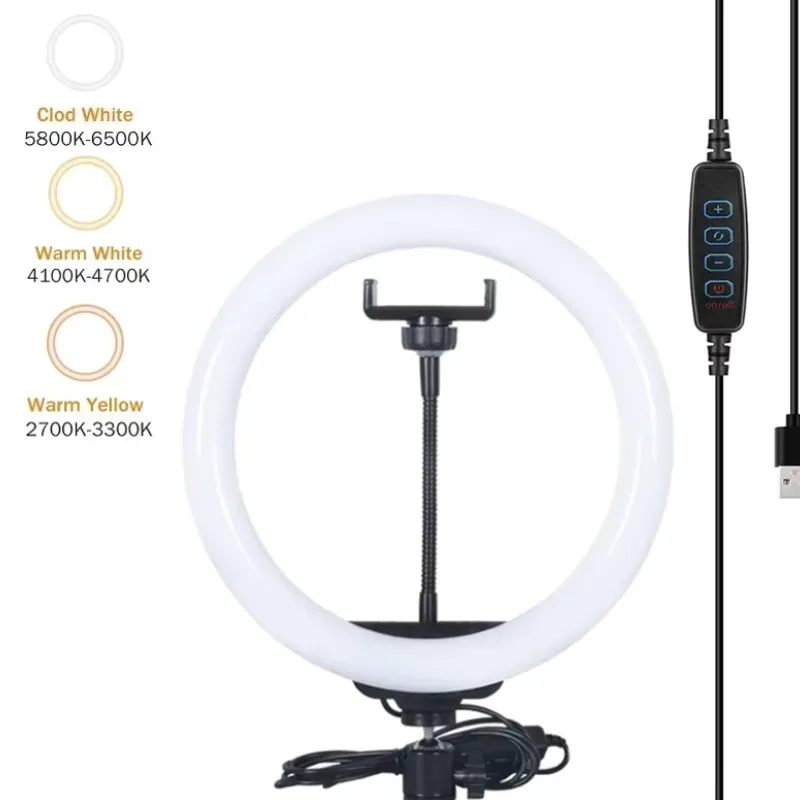 LED Ring Light with Adjustable Color Temperature & Phone Holder