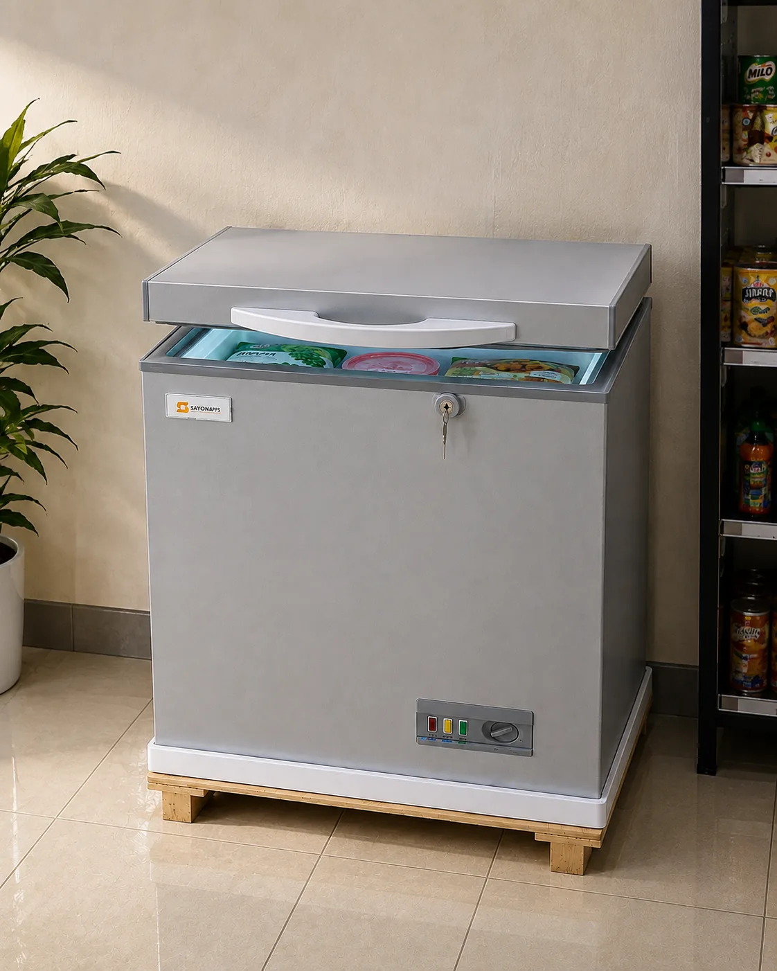 Sayonapps Silver Chest Freezer – Compact Deep Freezer