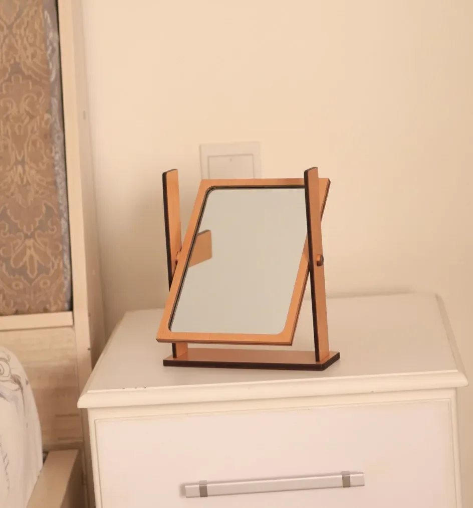 Adjustable Wooden Tabletop Vanity Mirror