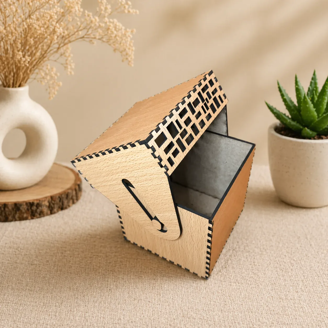 Wooden Storage Box with Lid – Decorative Organizer Case