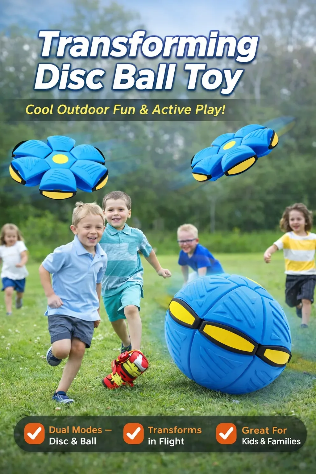 Transforming Flying Disc Ball Toy – 2-in-1 Outdoor Throw & Catch Ball for Kids