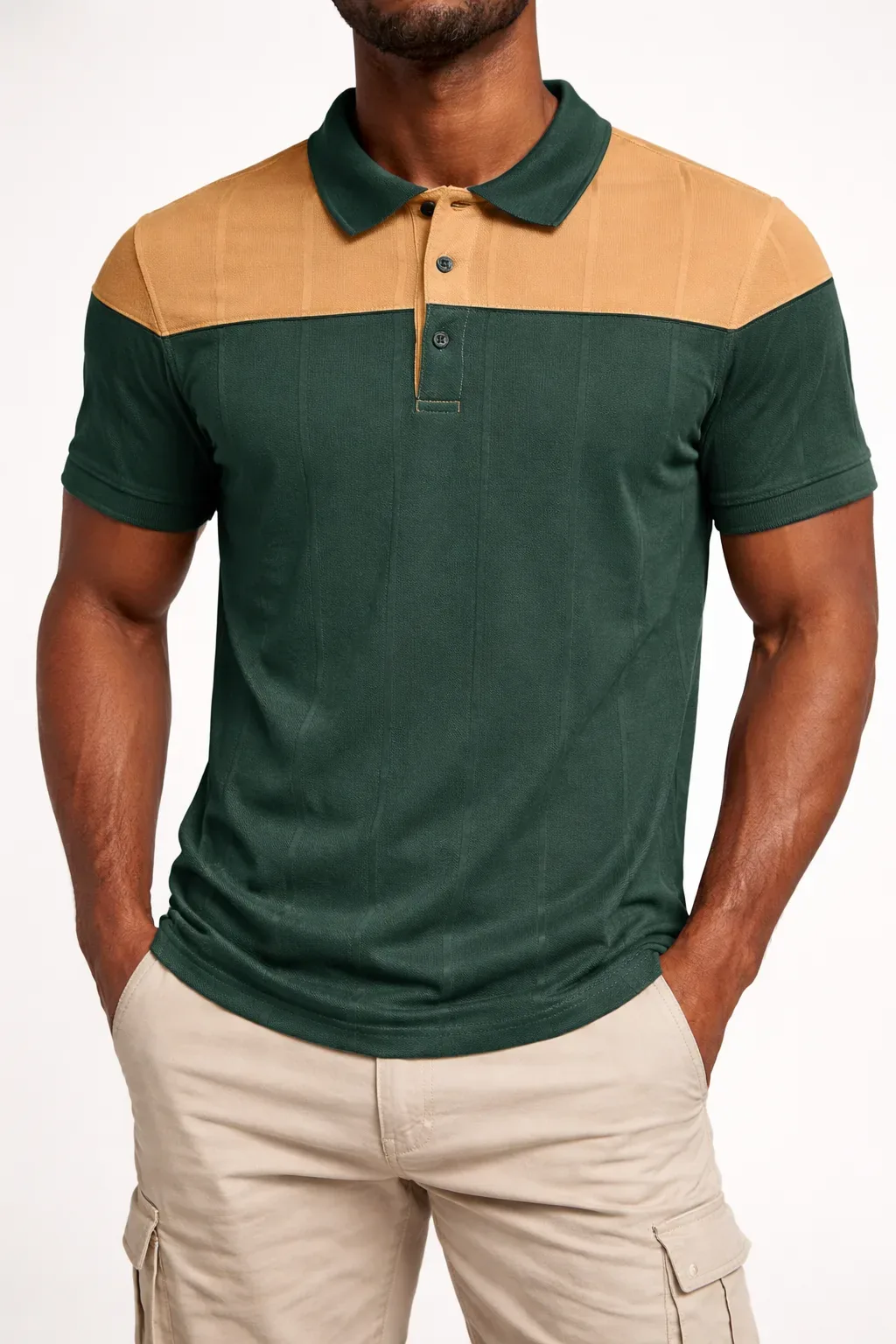 Men’s Two-Tone Green Casual Polo Shirt