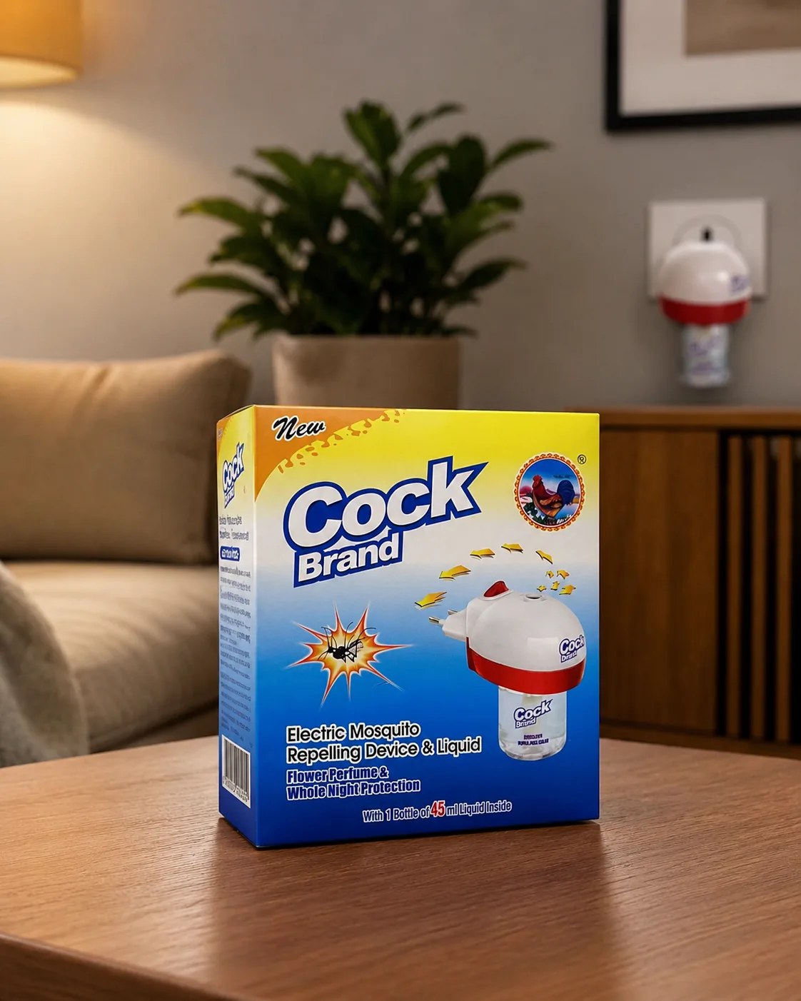 Cock Brand Electric Mosquito Repellent Vaporizer with Liquid Refill (45ml)