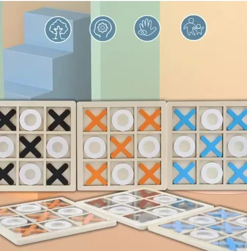Wooden XO Tic Tac Toe Game