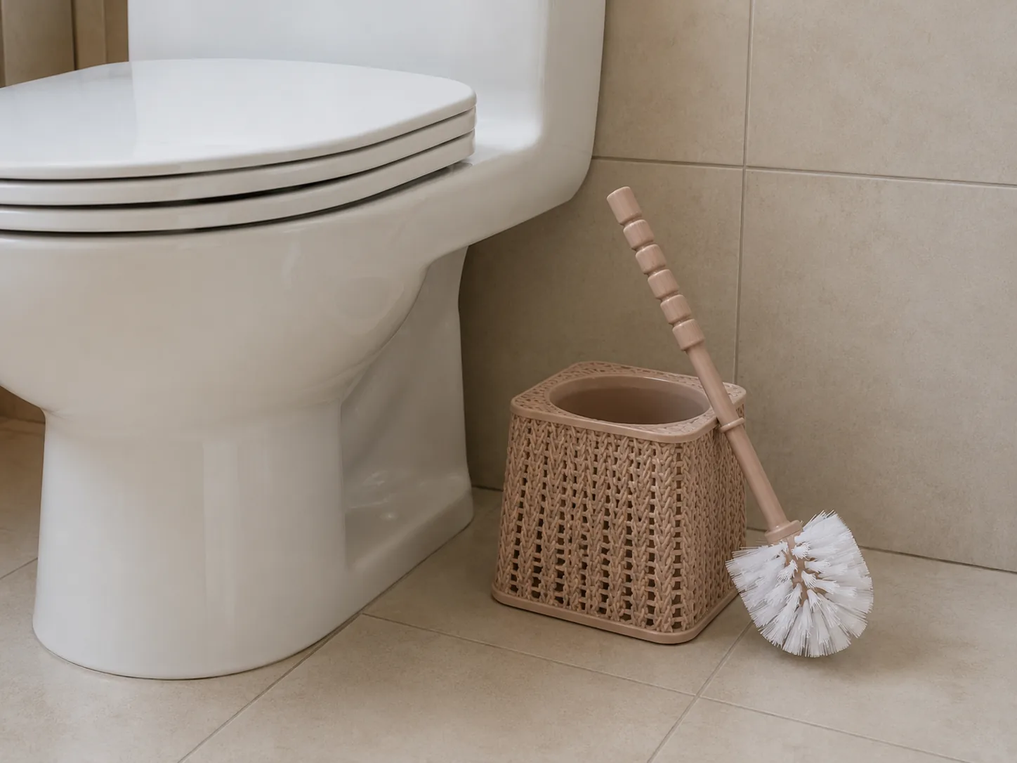 Woven Plastic Toilet Brush with Holder