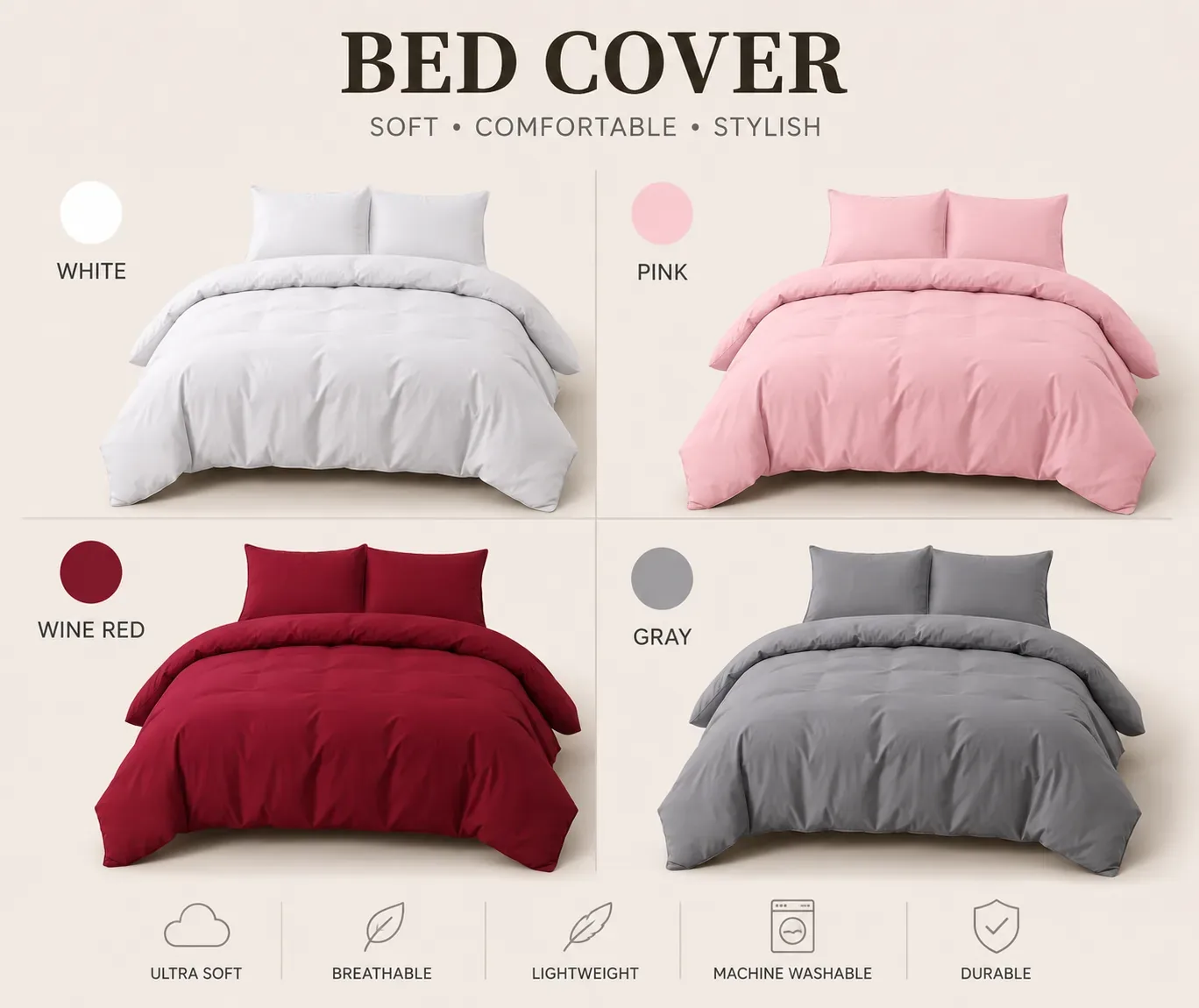 Luxury Bedcover and Pillow Cover Set 180cm*2M