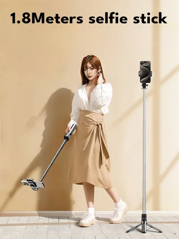 1.8M Extendable Selfie Stick Tripod with Remote Control