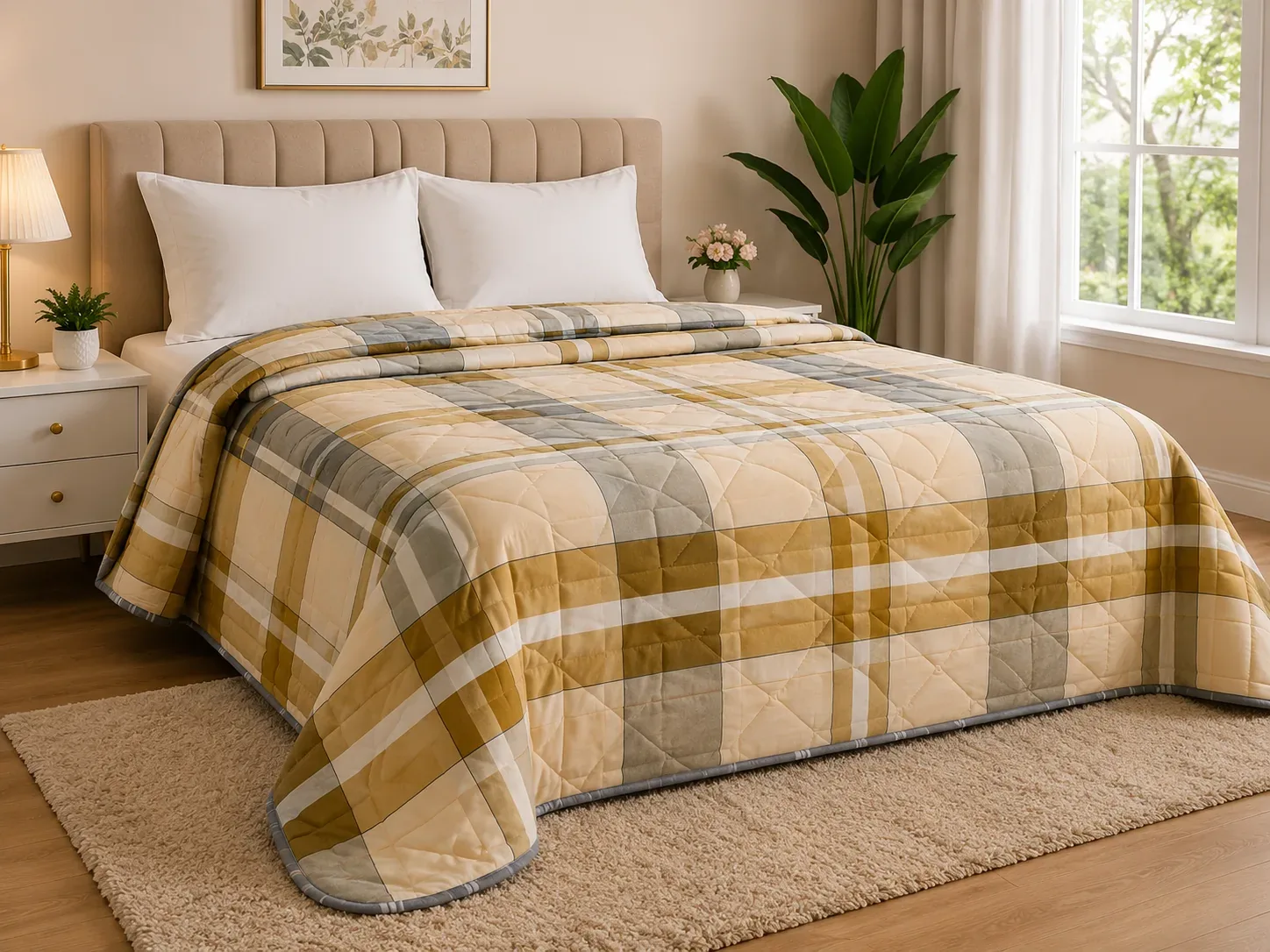 2-in-1 Reversible Floral Comforter Blanket 140-160cm