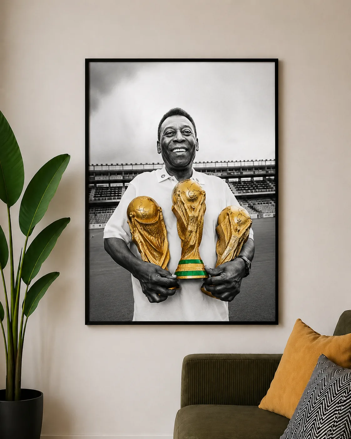 Black Wooden Framed Pelé World Cup Legacy Wall Art