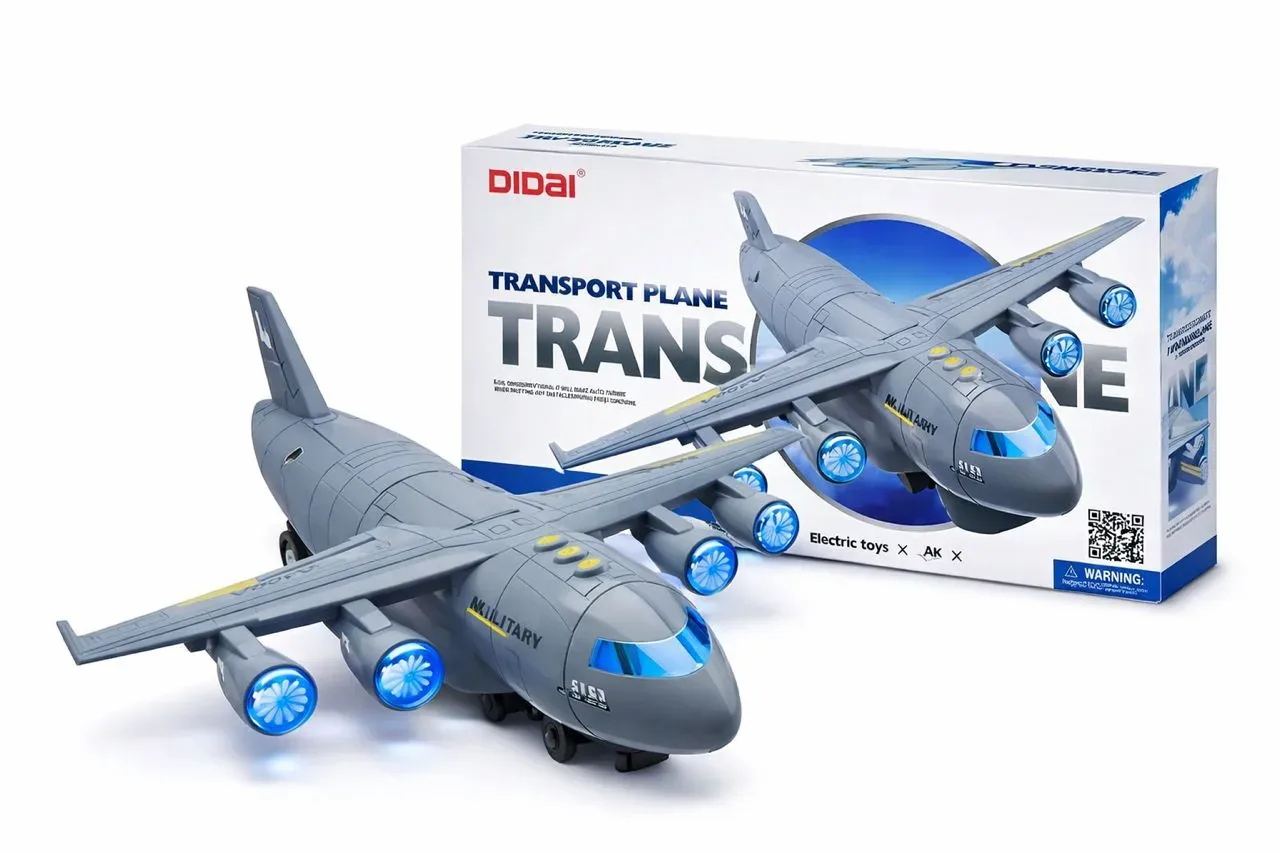 DIDAI Electric Transport Plane Toy with Lights & Sound