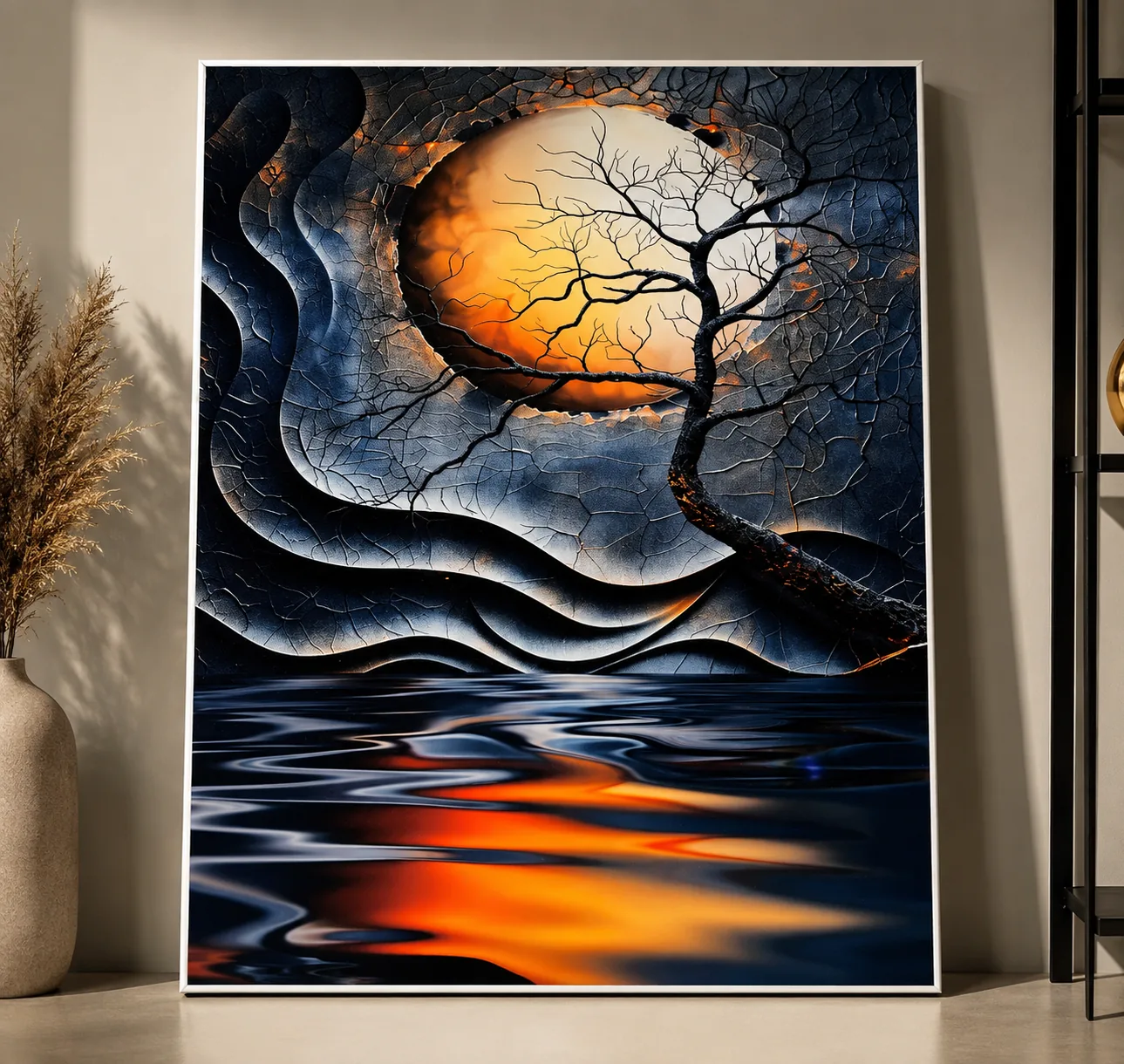 Premium Modern Abstract Moon Landscape Canvas Wall Art