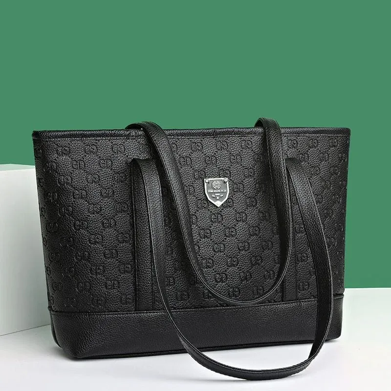 Elegant Embossed Leather Tote Bag