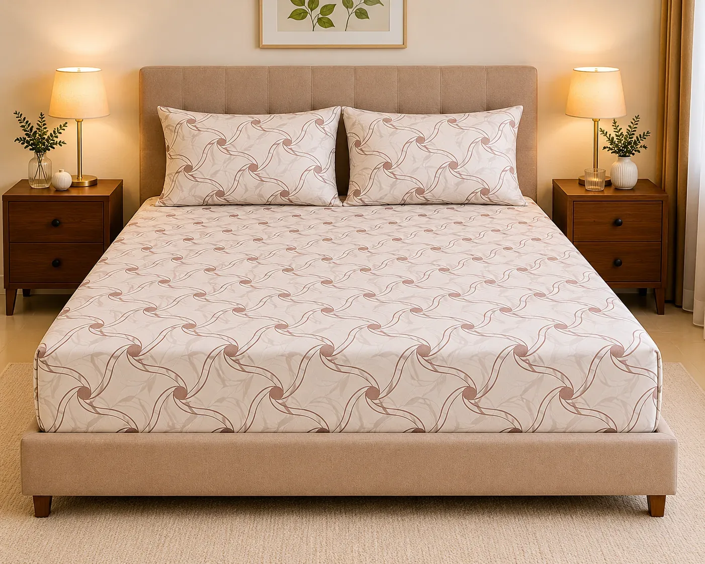 Elegant Swirl Pattern Bedsheet Set – 2.50m × 2.50m