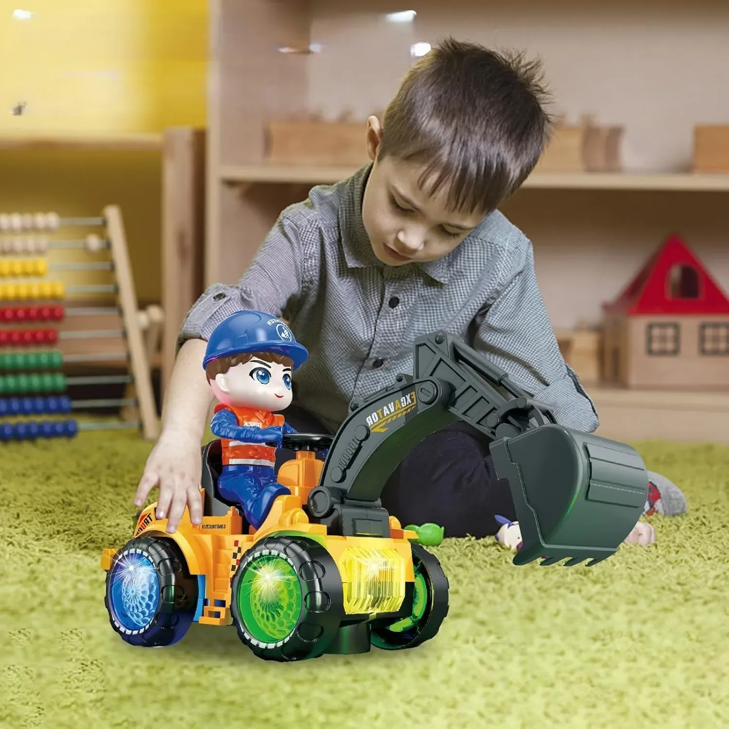 Super Mario Construction Tractor Cart Walks, Plays Music, Lights Up - Mohnish Imports
