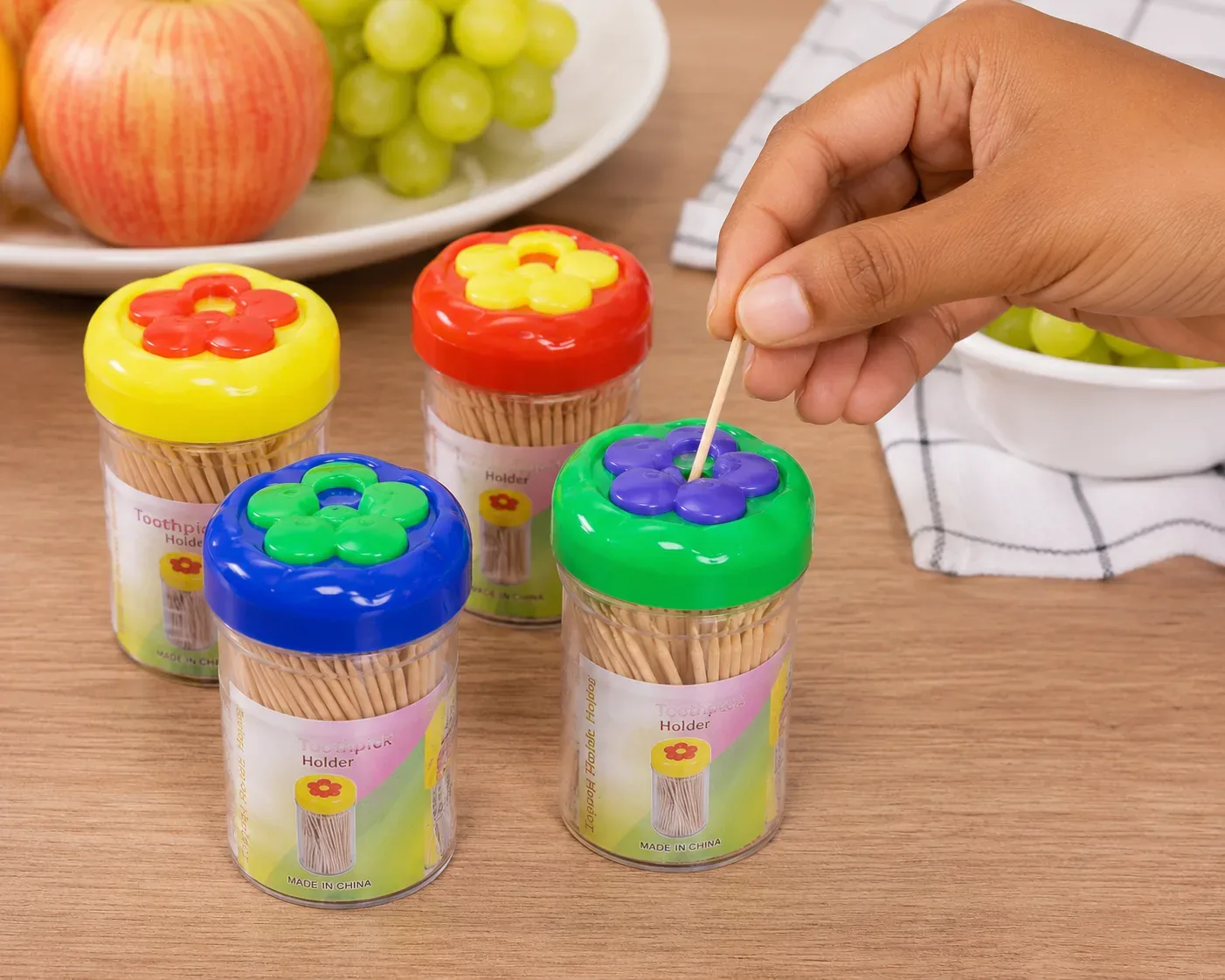 Colorful Flower Toothpick Holder 1set