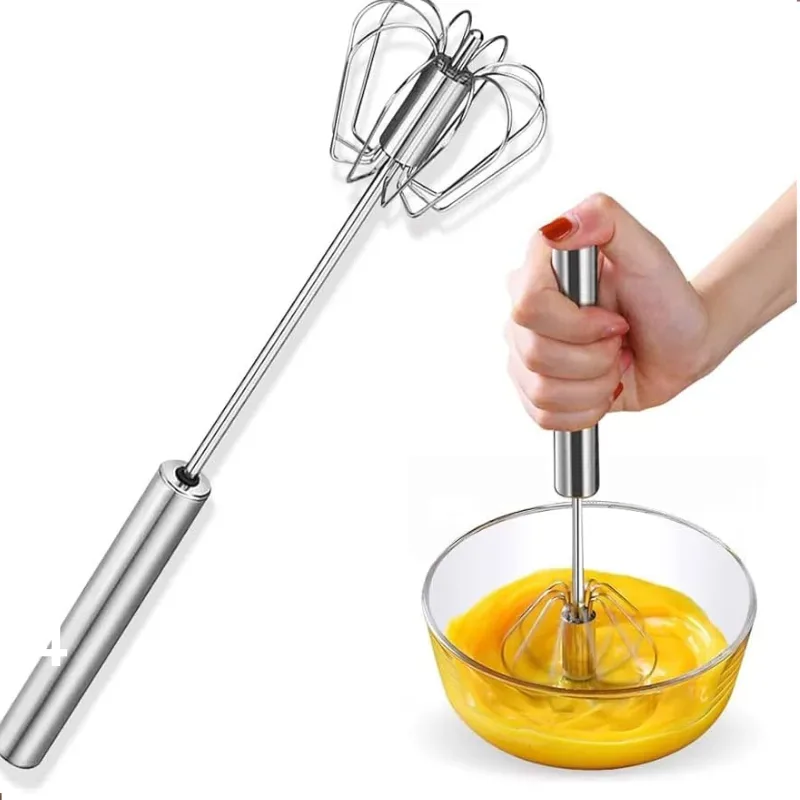 Stainless Steel Push Whisk Egg Beater 10 inch