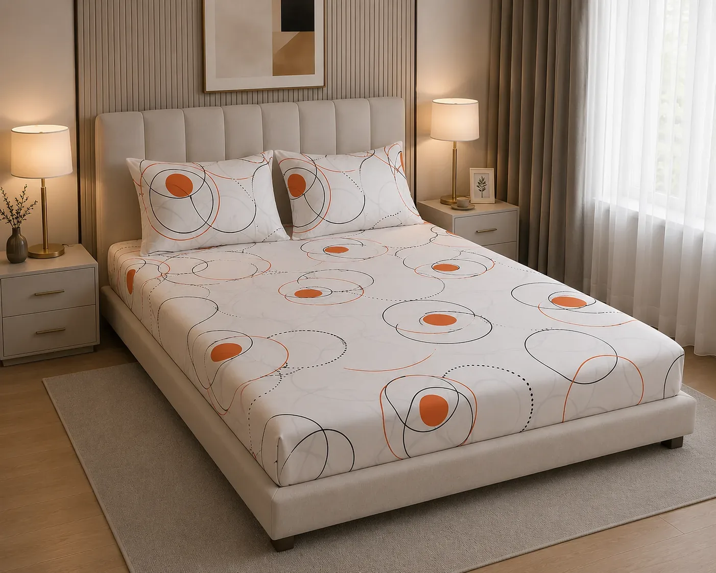 Modern Circle Pattern Bedsheet Set – 180cm × 2m