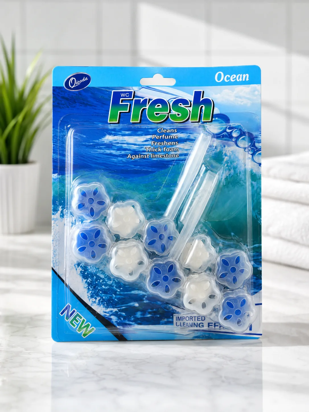 Ocean Fresh Toilet Bowl Rim Cleaner & Freshener (10-Piece Set)