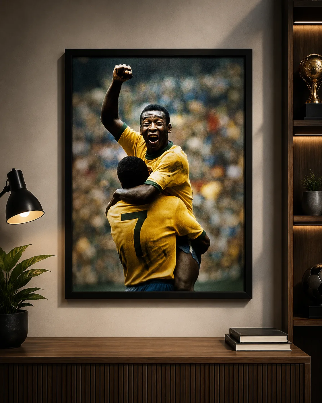 Pelé Brazilian Football Legend Celebration Minimalist Frame  A2 & A3