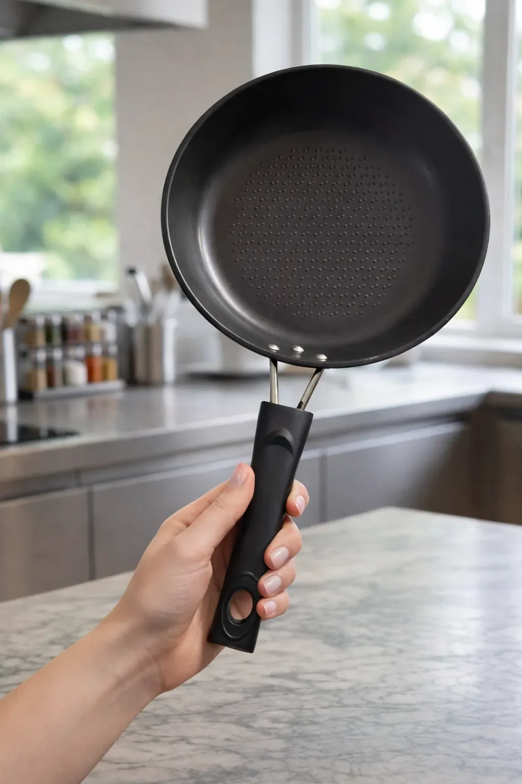 Non-Stick Frying Pan with Oil Drain Base