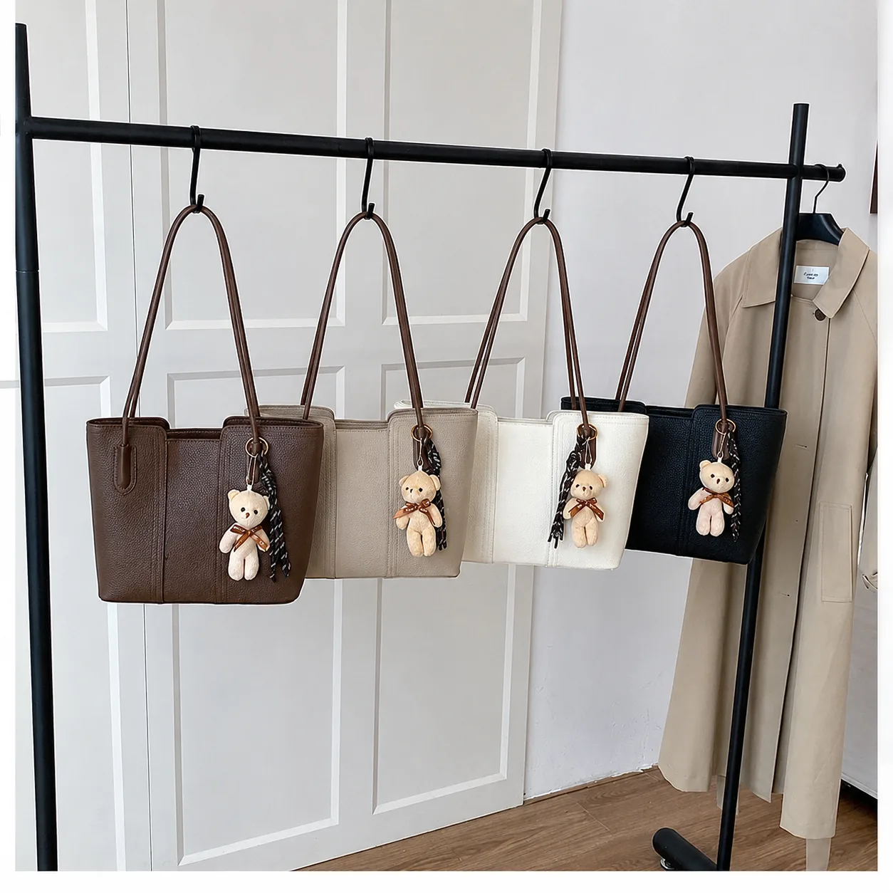 Elegant Teddy Charm Tote Bag