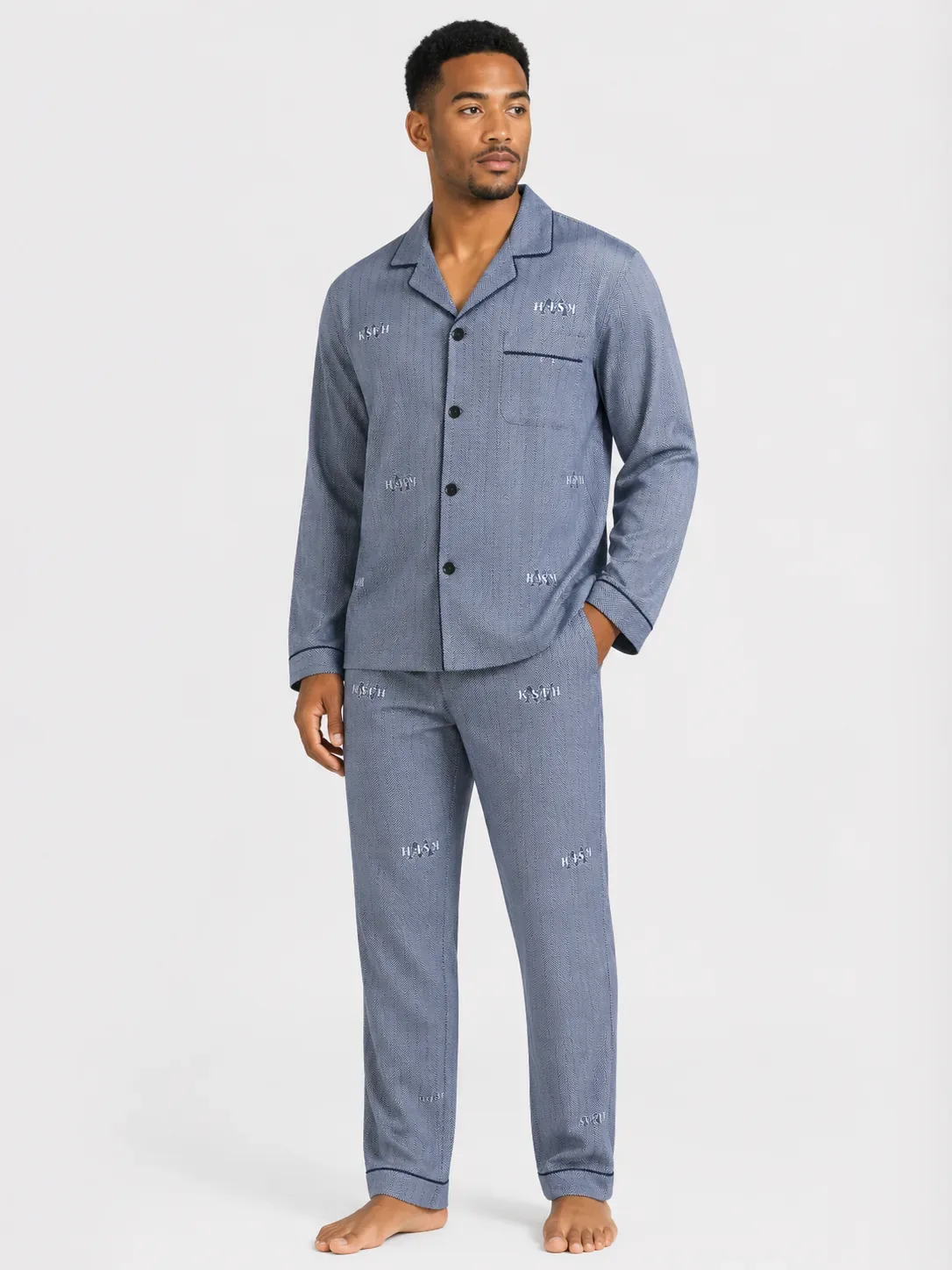 Men’s Classic Stripe Button Pajama Set – Available in All Sizes (M, L, XL, 2XL, 3XL, & 4XL )